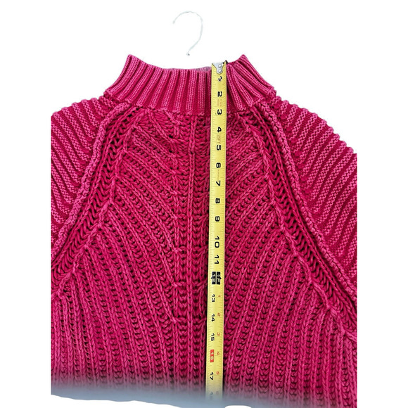 Free People Chunky Knit Sweetheart Mock Neck Sweater Pink Size Medium - Picture 8 of 10